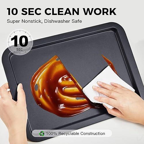 Miniatura 5 de HONGBAKE XL Juego de bandejas para hornear grandes - 19x13.25 pulgadas, bandeja grande para galletas, bandeja antiadherente para horno con agarres