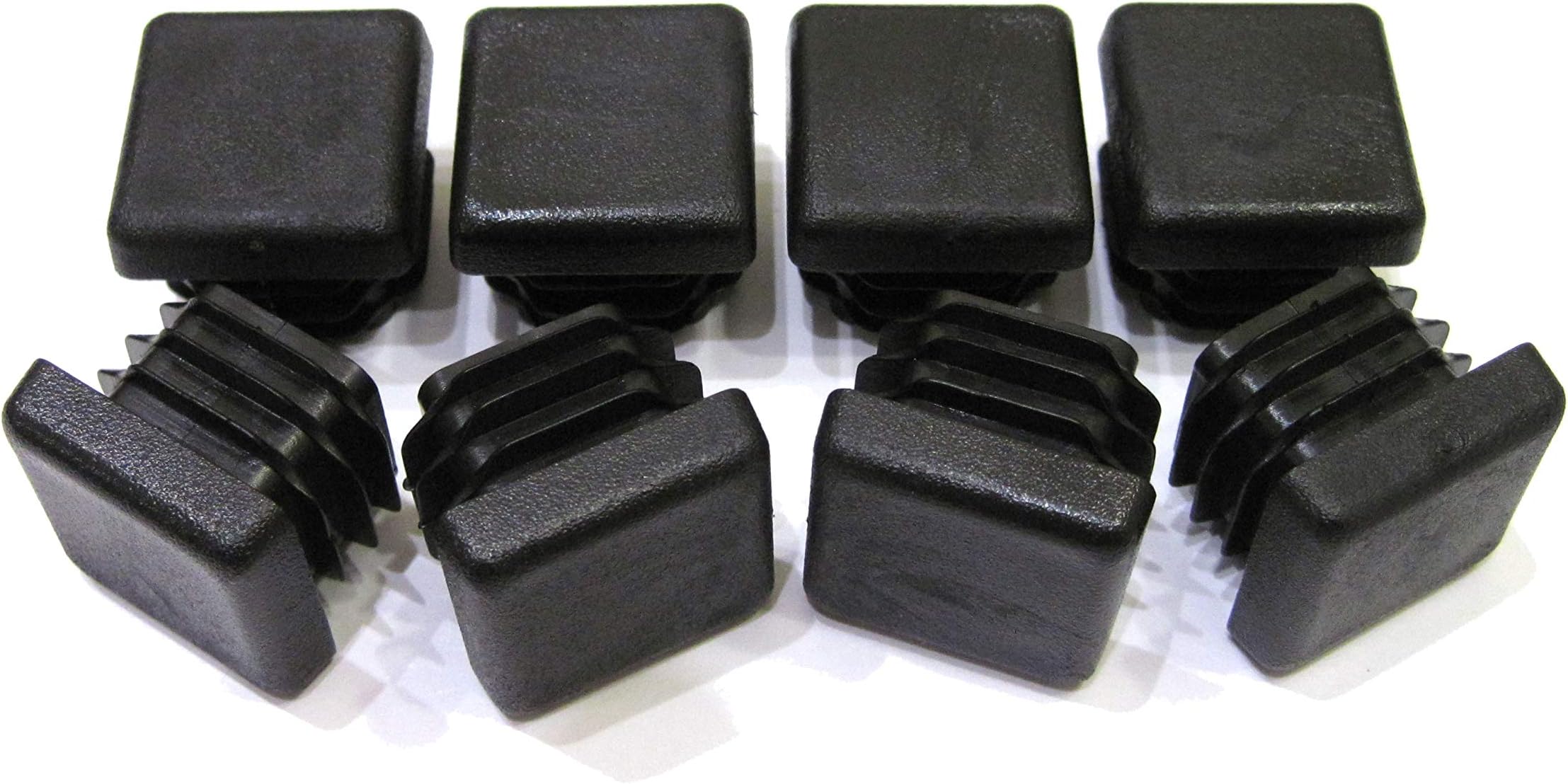 8pcs Pack: 20mm Square Black Plastic End Cap (for Hole Side Size from 19/32 to 23/32, incl. 5/8 inches), Furniture Finishing Plug