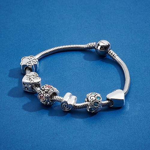 Miniatura 2 de PH PandaHall Pulsera de cuentas de 7.8 pulgadas de acero inoxidable con cadena de serpiente europea con cierre redondo de barril a presión para