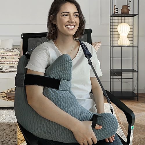 Vista 13 de Almohada poscirugía de hombro, almohada de hombro para dolor de hombro, almohada de puño rotador, almohadas de brazo para adultos después de la Azul