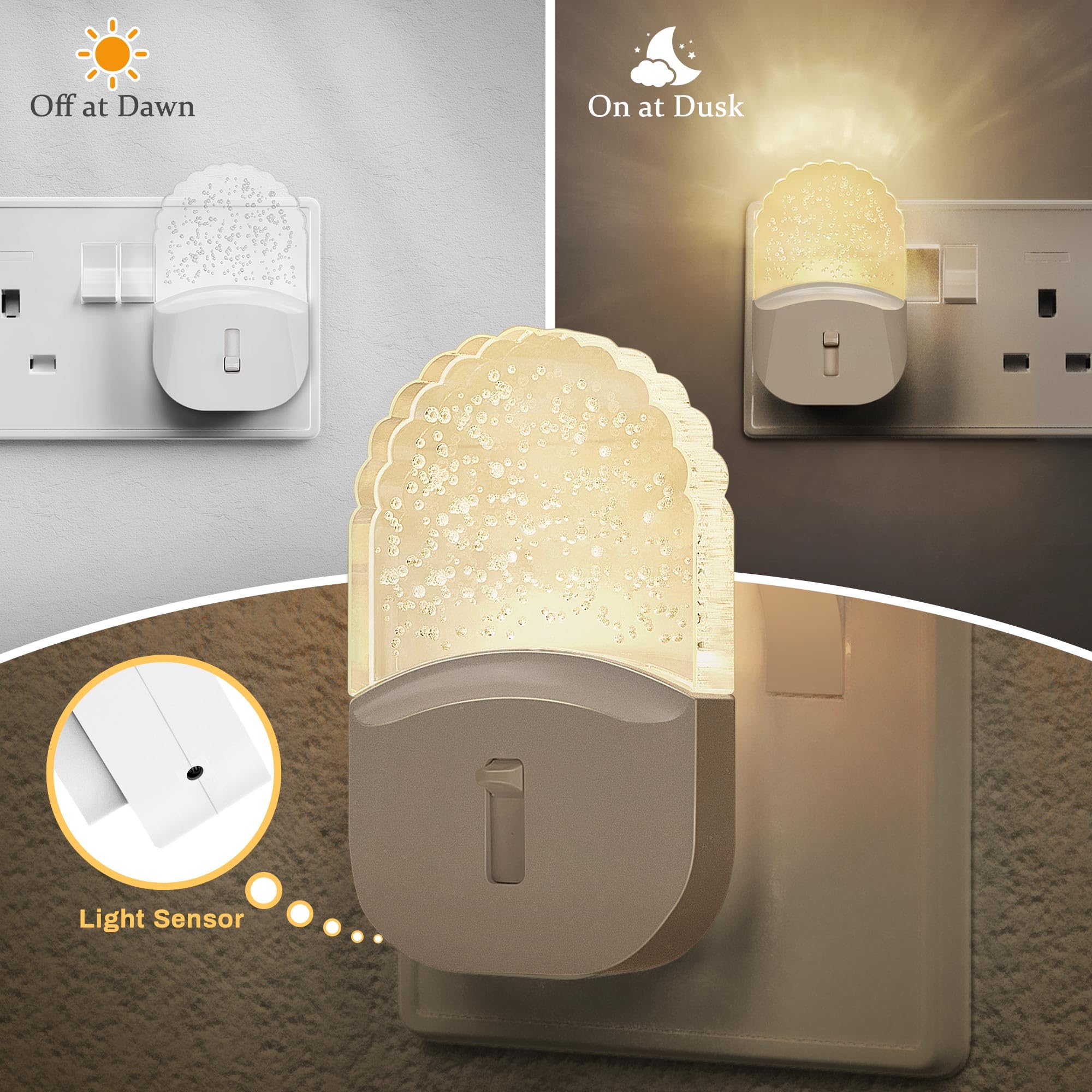 Techgomade Night Light Plug in Wall with Dusk to Dawn Photocell Sensor, Dimmable 0-100 LM, Warm White 3000K, 0.5W Low Energy - Image 2