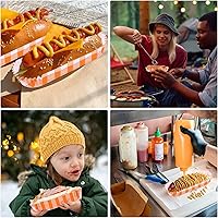 Vista 5 de 300 bandejas para perros calientes, bandejas de papel de 6 pulgadas, ecológicas, bandeja rectangular blanca acanalada para perros calientes, bandeja