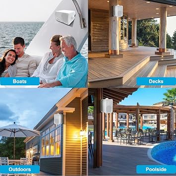 STUDIOFINIX Passive Outdoor Speakers Wired Waterproof -3.5 Inch 3 Way 200W Surface Marine & Wall Mount Speakers, Perfect for Home, Boat, Poolside, Patio, Indoor Outdoor Use（White