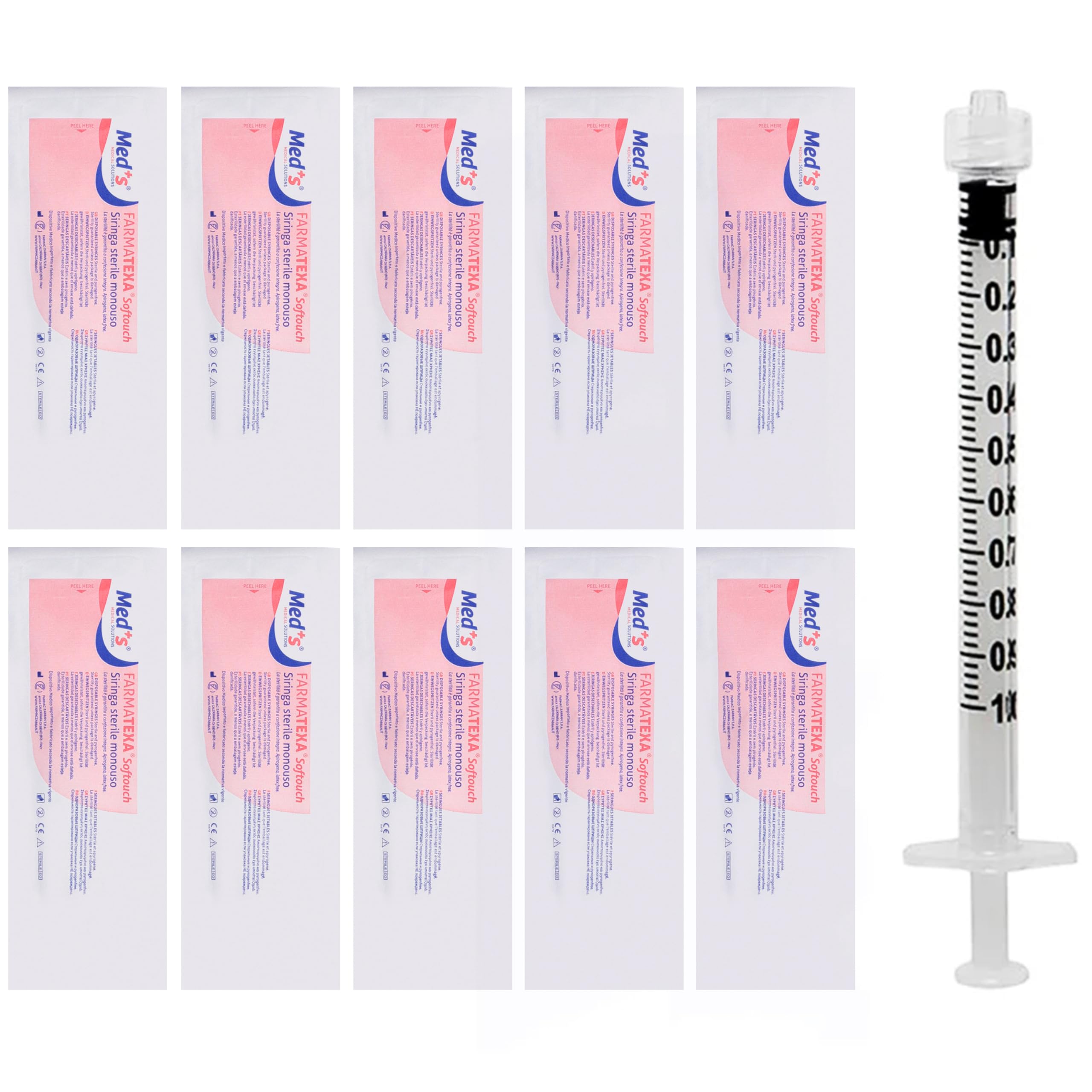 5 Siringhe monouso sterili da 1 ml attacco LUER LOCK - Siringa sterile senza ago