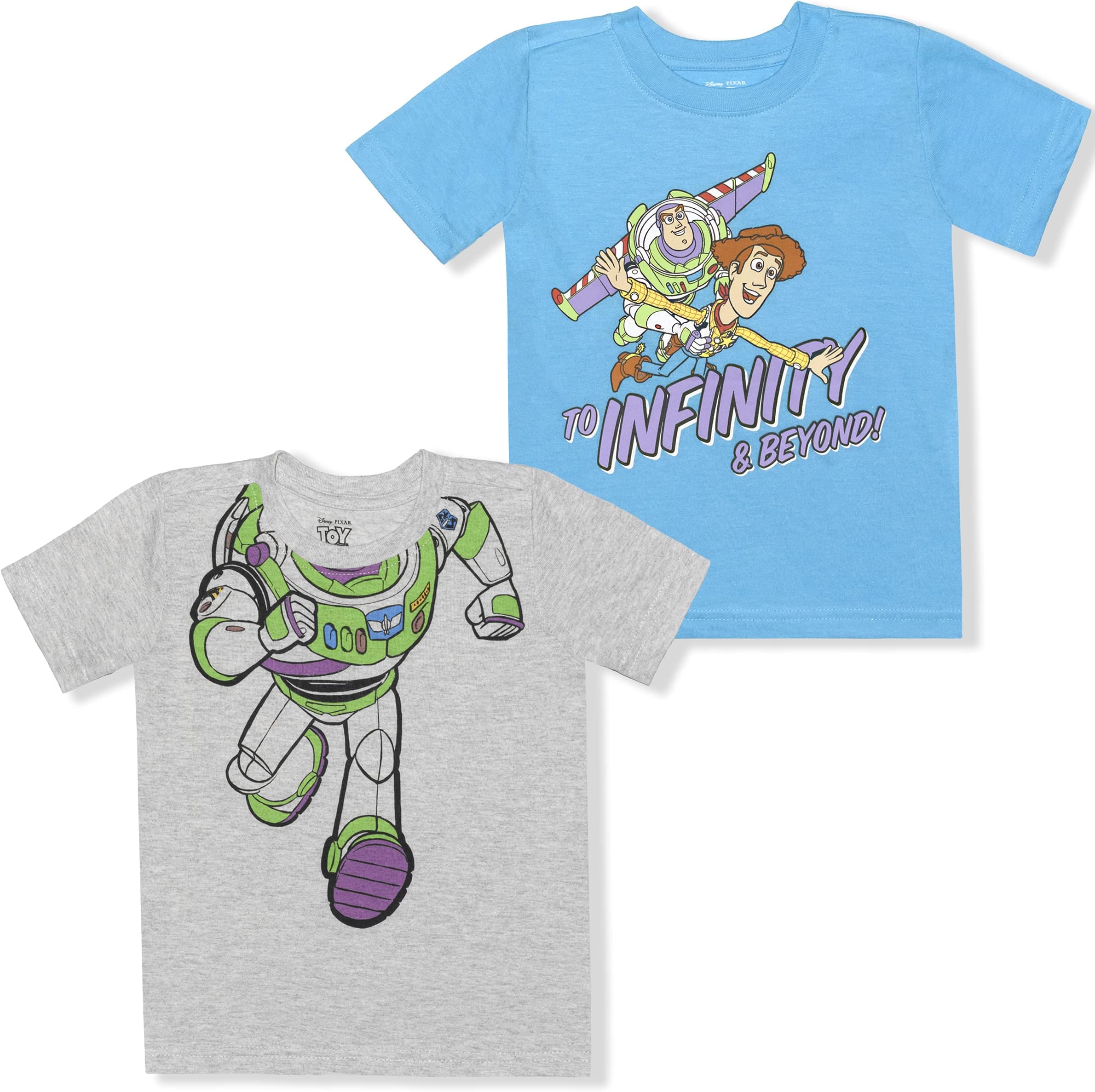 Toy Story Woody & Buzz Lightyear Boys 2 Pack Short Sleeve T-Shirt for Toddler and Little Kids