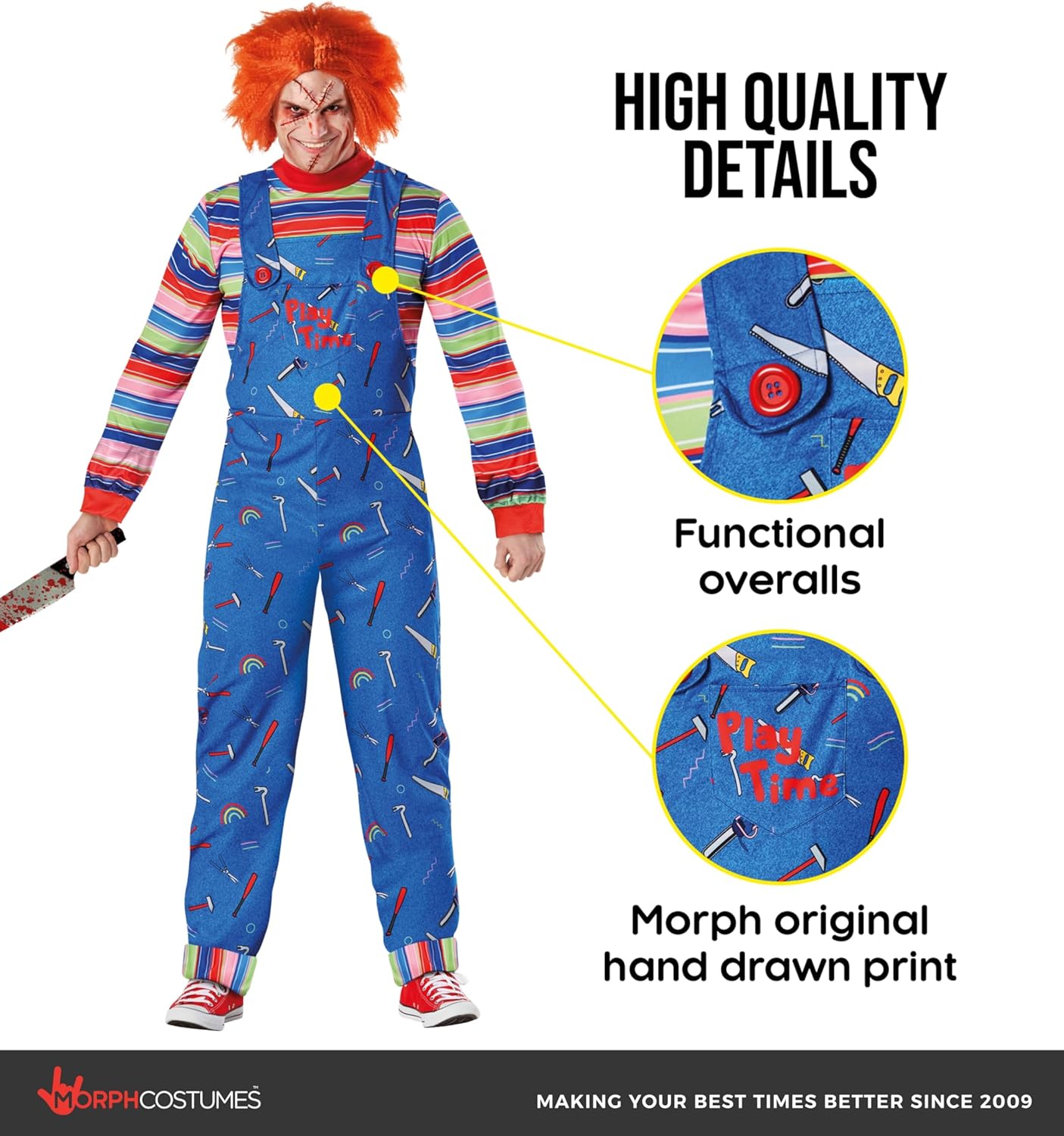 Morph Killer Doll Costume Men, Creepy Doll Costume Mens, Halloween Costumes For Men, Halloween Costumes For Adults - Image 3