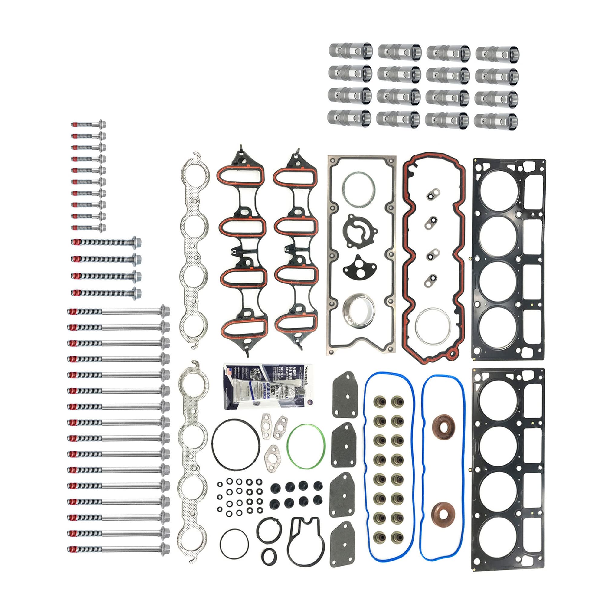Partsflow Head Gasket Set w/Bolts NON-AFM Lifters For Buick Rainier For Chevrolet Avalanche For Chevrolet Silverado For Chevy Sonora For Chevrolet Suburban For GMC Envoy XL For Isuzu Ascender 5.3L V8