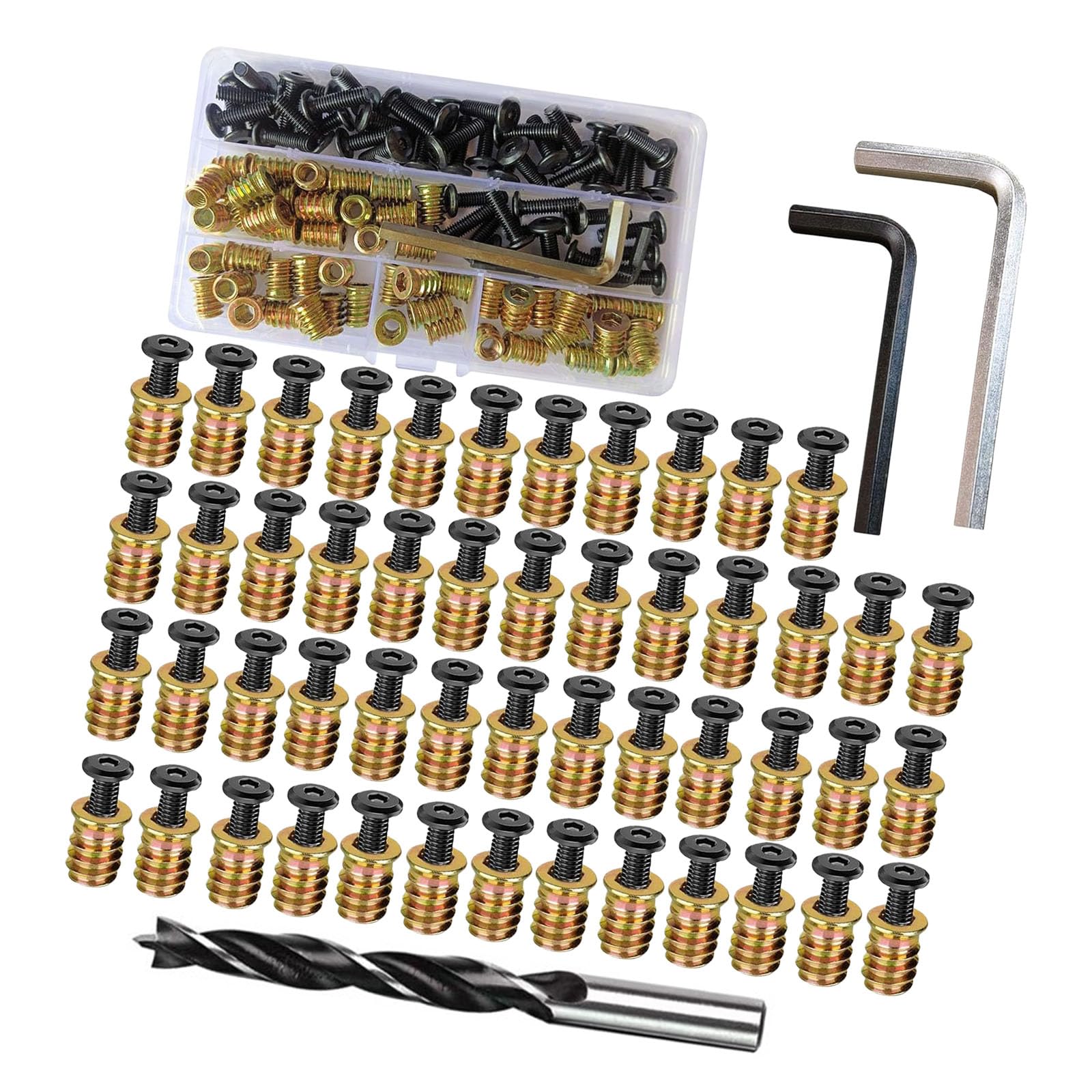 50pcs High Strengths Metal Furniture Screws Nut Bolts Fasteners with 2 Wrenches and 1 Drill Bit for Projects Easyly Assembly Furniture Hardware