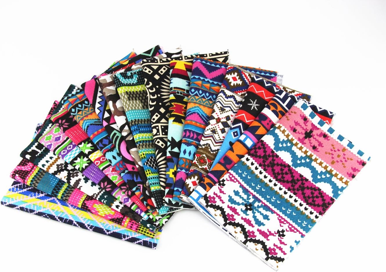 RayLineDo® 15X Different Pattern Bohemia & Stripe Dot Style Canvas Patchwork Fabric Bundle Squares of 20 * 25cm Quilting Scrapbooking Artcraft Project Collection One