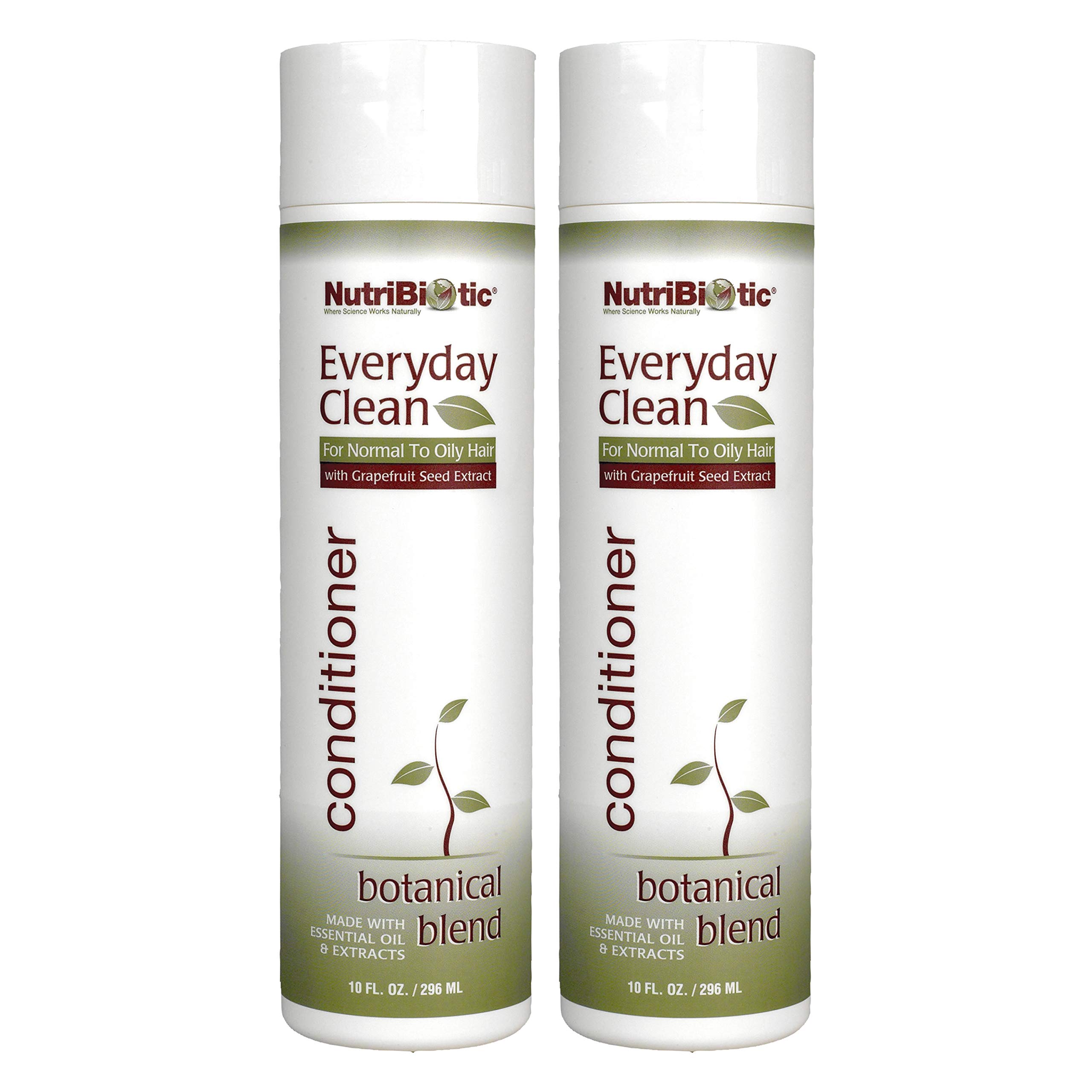 NutriBiotic Everyday Clean Conditioner, Botanical Blend, 10 Fl Oz Twin Pack | GSE & Botanicals for Normal to Oily Hair