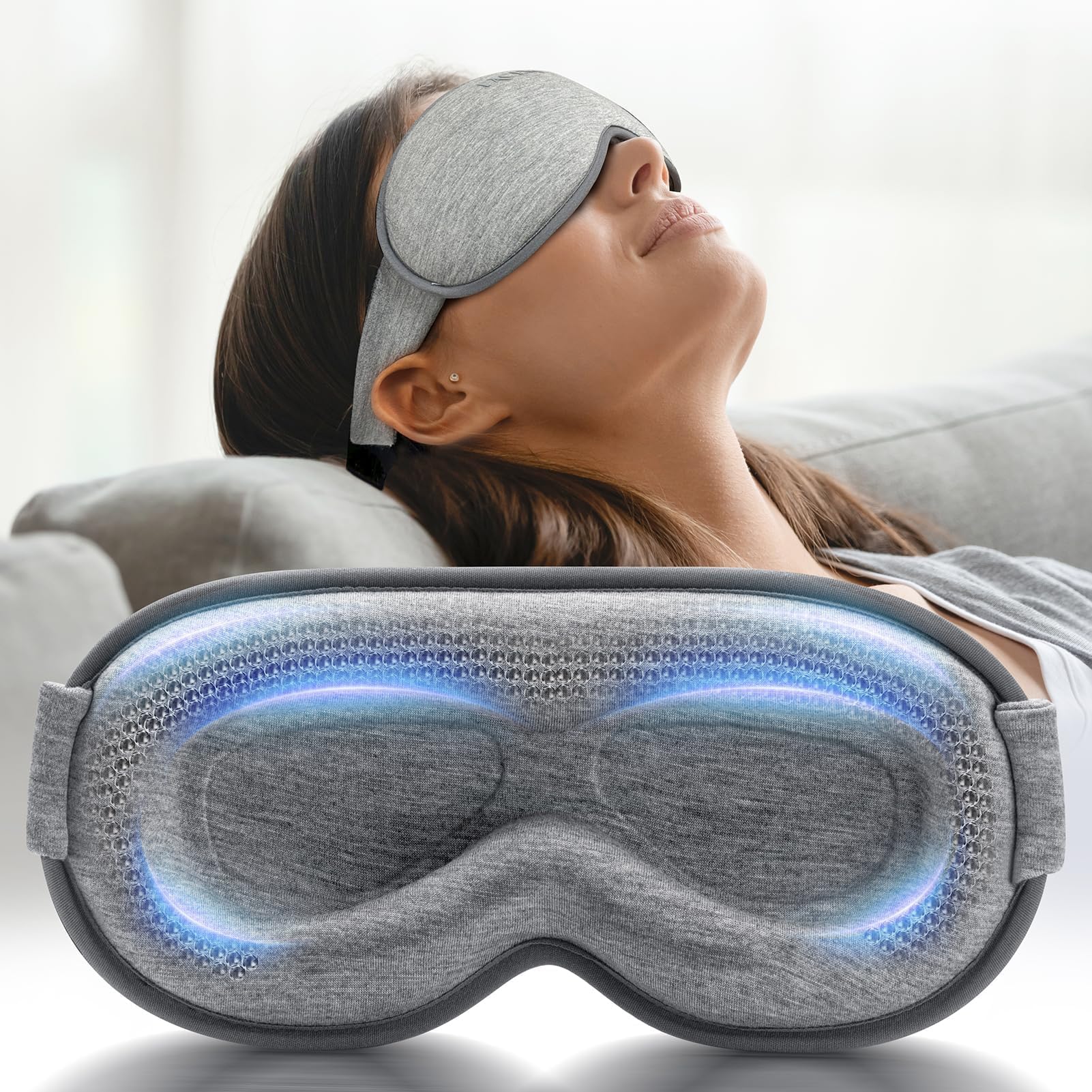 FACEMOON 3D Blackout Weighted Sleep Mask, Airplane Travel & Nurse Essential