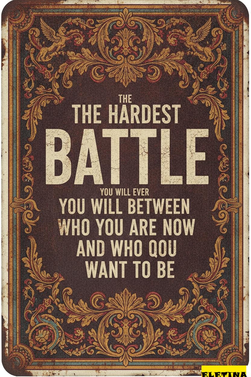 Personalized Sign for Man Cave Motivational Metal Wall, The Hardest Battle Quote, Vintage Style Decor, 8 X 12 Inches Private Property Decorative