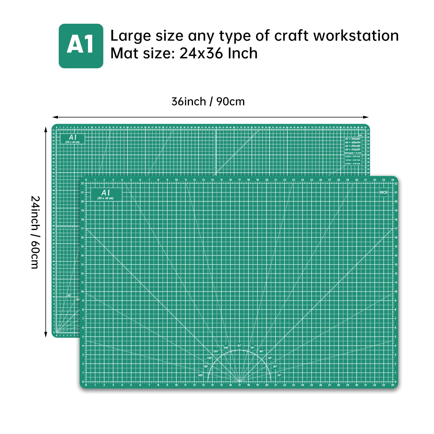 Headley Tools Tapete de corte de costura autocurativo grueso de 24 x 36 pulgadas, tapete de costura giratorio A1 para manualidades, tabla de cortar de mesa de 5 capas de doble cara para acolchar tela