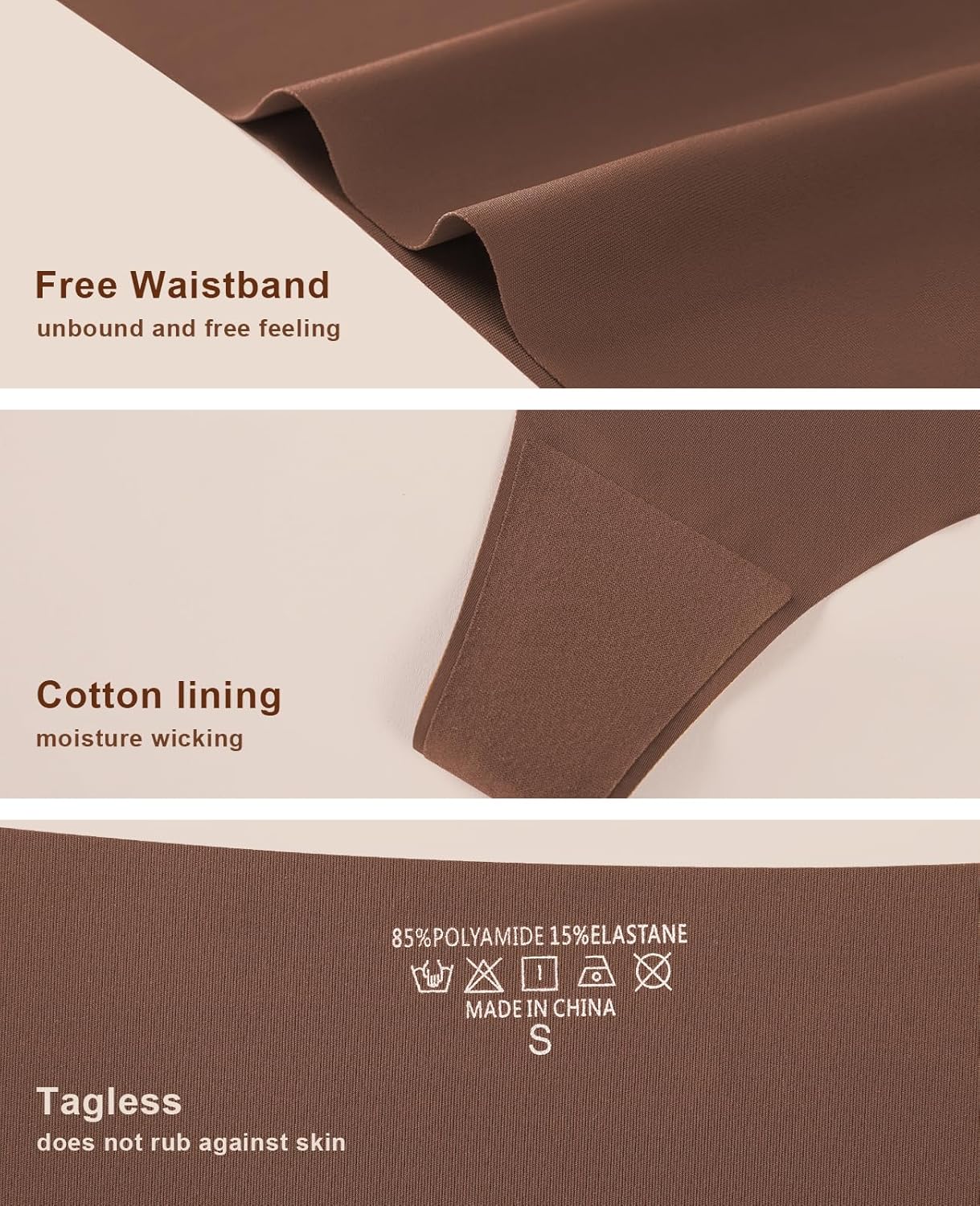 Thongs for Womens High Waisted Seamless for Women Underwear Sexy Breathable Panties 6 Pack - Image 4