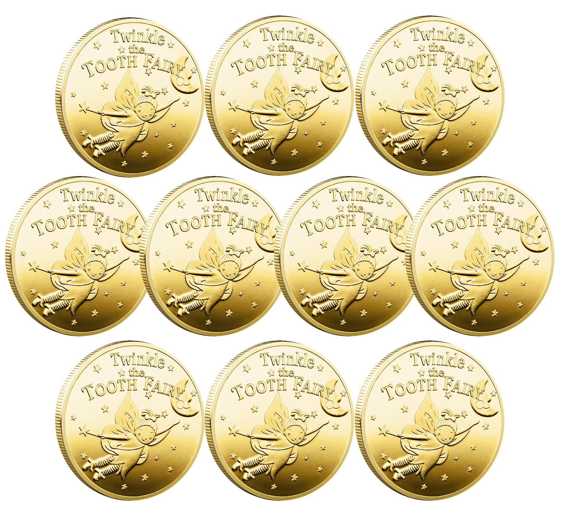 VIEAURA 歯の妖精コイン 10枚セット 子供の歯の生え変わり期 金貨体験 歯の妖精 記念 ギフト 記念コイン コレクション