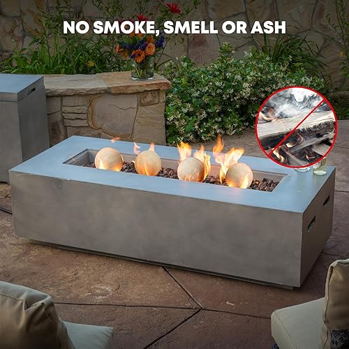 Miniatura 52 de Stanbroil Bolas de cerámica – Piedras redondas de fuego de 5 pulgadas para hoguera y chimenea – Juego de 6, color gris