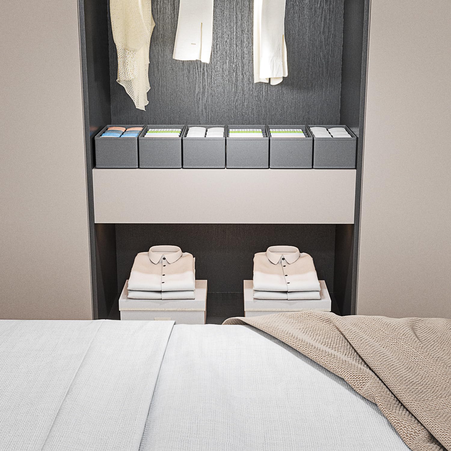 Confezione da 4 divisori pieghevoli per cassetti, per vestiti, calze, biancheria intima, cravatte, cinture, camera da letto
