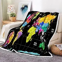 JAWO Cobertor de mapa do mundo, cobertores de países e grandes cidades para adolescentes, crianças, meninos, meninas, mapa do mundo, cobertor para sofá, cama, viagem, acampamento, 127 x 152 cm, preto