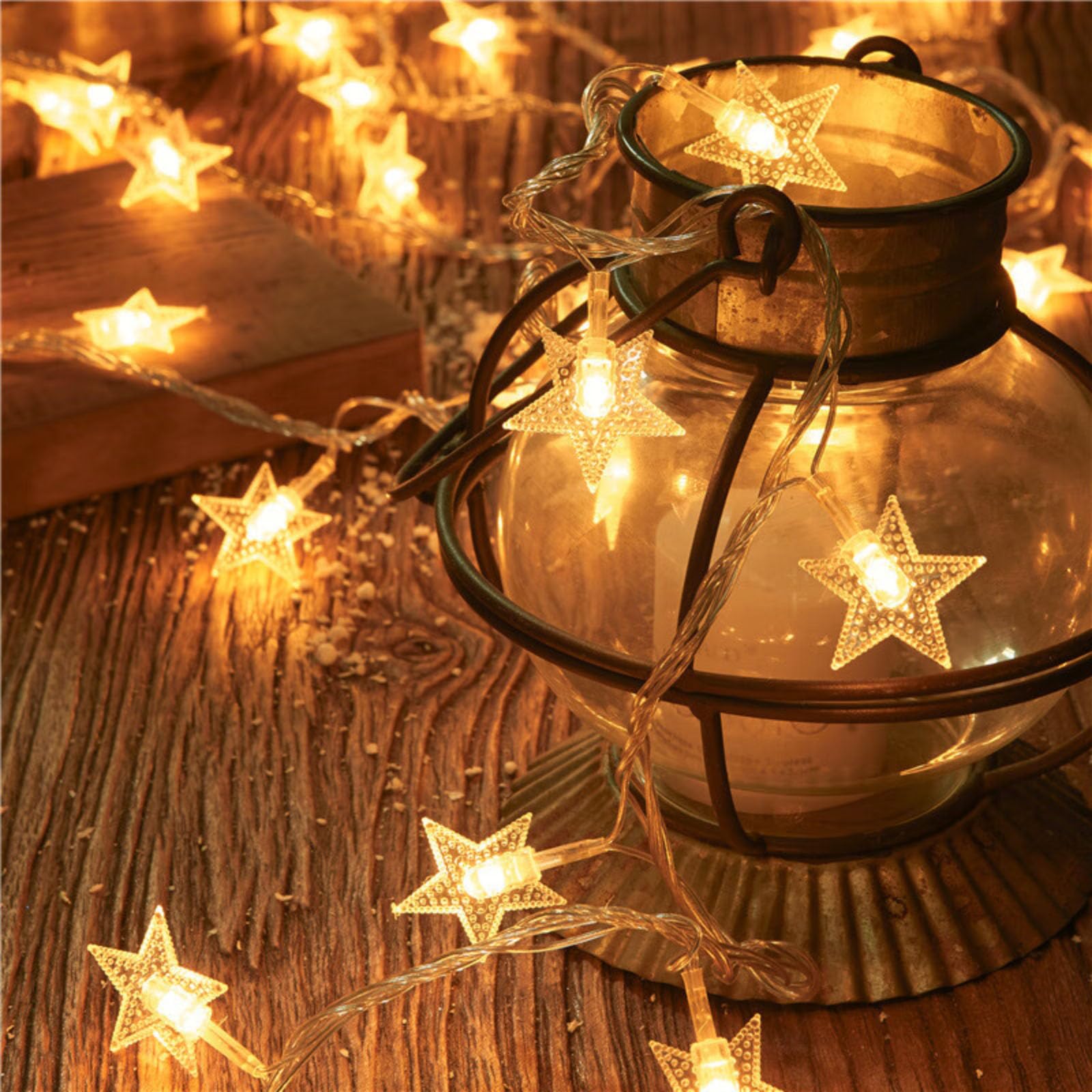 ZQX Guirnalda de luces de estrella de Navidad, luces de hadas, para Navidad, bodas, cumpleaños, dormitorio, niños, familia (mando a distancia)