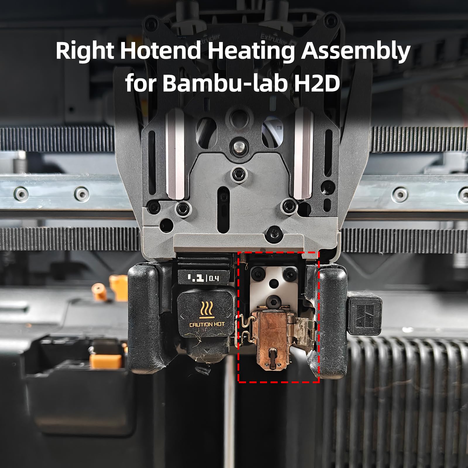 BCZAMD Prawy zespół grzewczy Hotend do Bambu-Lab H2D drukarka 3D, akcesoria do szybkiej wymiany części zamiennej z ceramicznym grzejnikiem Thermistorm i klipsem do cokołu montażowego