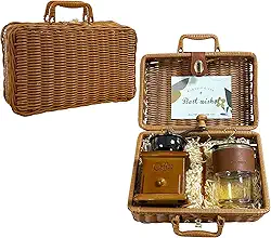 Presente de formatura, kit de café francês, presente de café estilo vintage, moedor de café manual e caneca autoagitada, caixa de presente de café estilo antigo, presentes para amantes de café,