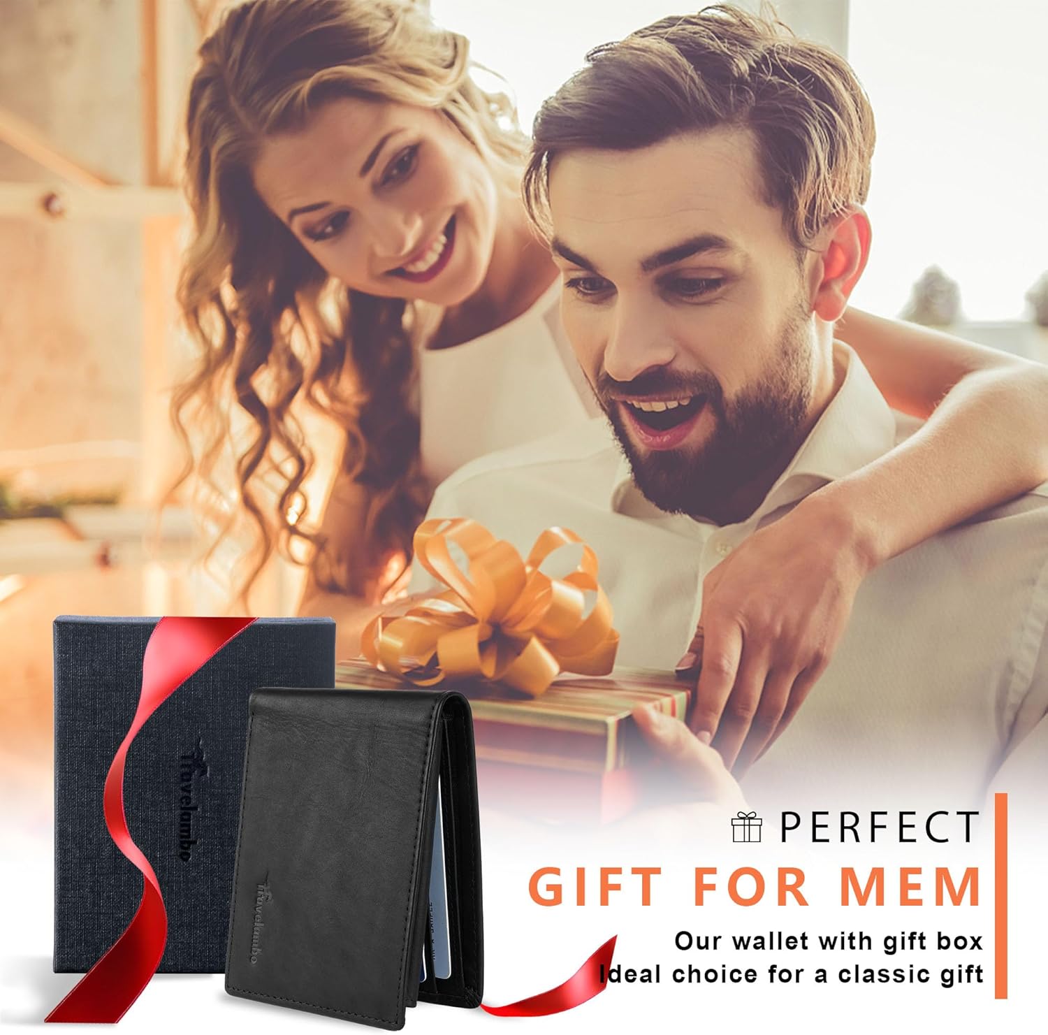 Travelambo Genuine Leather Wallet for Men with Gift Box - Handmade Bifold Stylish - Mens Wallets Rfid Blocking with 2 ID Windows - Image 7