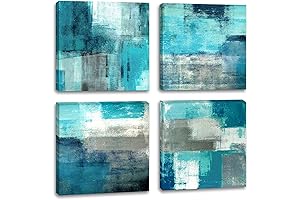 Elegant Teal and Grey Wall Decor: Transform Your Space with Abstract Canvas Art
