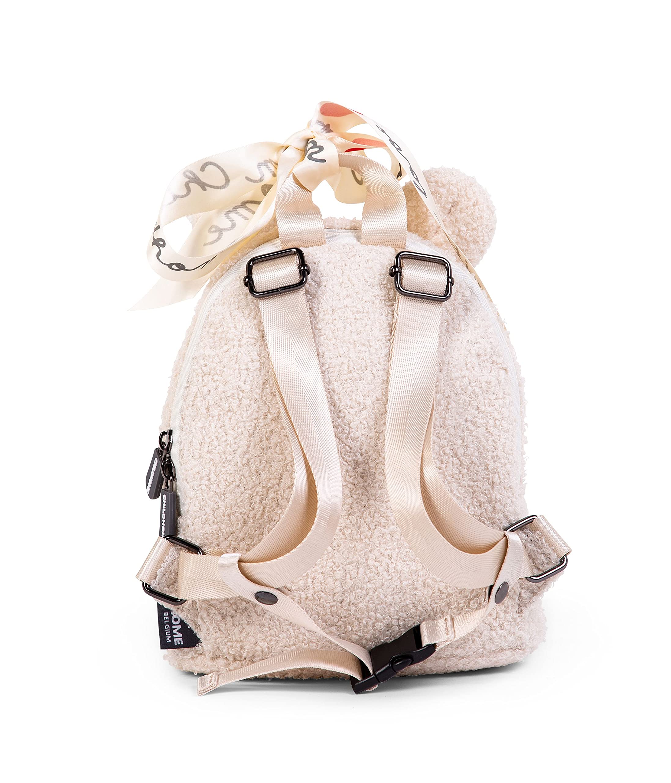 CHILDHOME, Sac À Dos Enfant Bébé, Ecole, Maternelle, Crèche, Deux Compartiments, Contenance Adaptée Lunchbag/Bouteille, Boucle De Sécurité Amovible, Déperlant, My First Bag, teddy écru