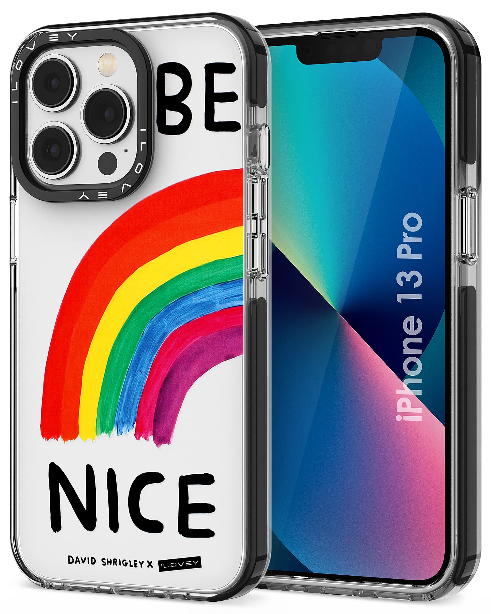 ILOVEY Compatible with iPhone 13 Pro Case, 6.1 inch Anti-Yellow Shockproof Case for iPhone 13 Pro with Design, Shockproof Pattern Beautiful Phone Cover with Pattern for Women Girls - Be Nice