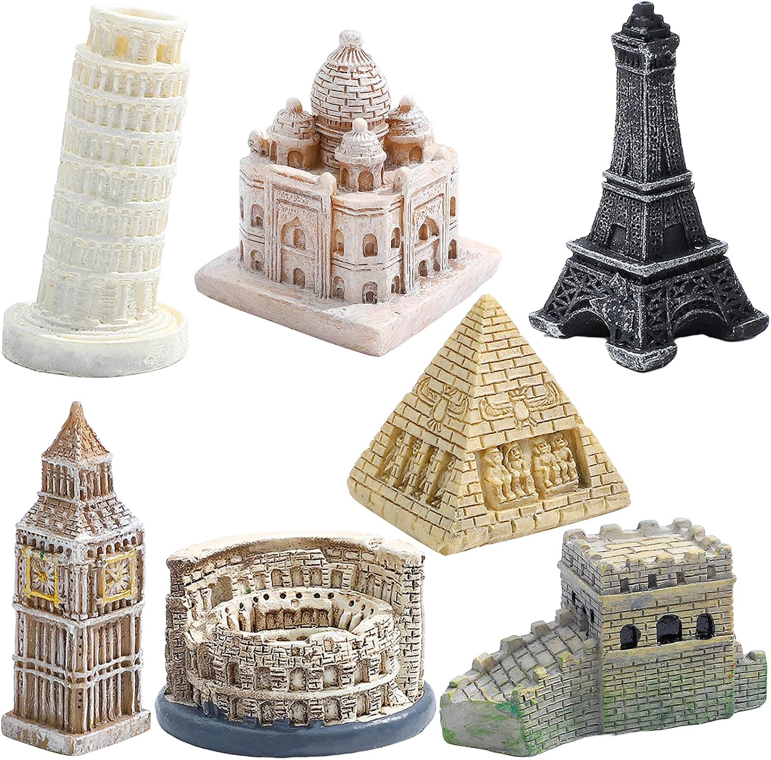 ONEST 7 Pieces Mini World Building Model Playsets Famous Architecture Figurines Toys for Decorations