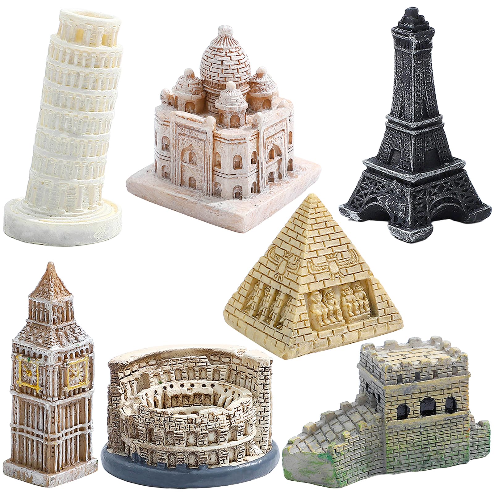 ONEST 7 Pieces Mini World Building Model Playsets Famous Architecture Figurines Toys for Decorations-image-9