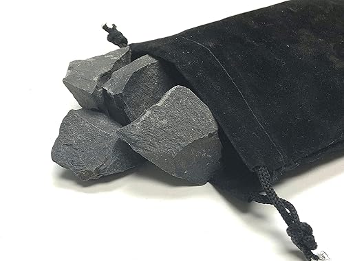 Miniatura 2 de Zentron Crystal Collection Piedras naturales de jaspe negro áspero con bolsa de terciopelo, rocas naturales grandes de 1 pulgada a granel para