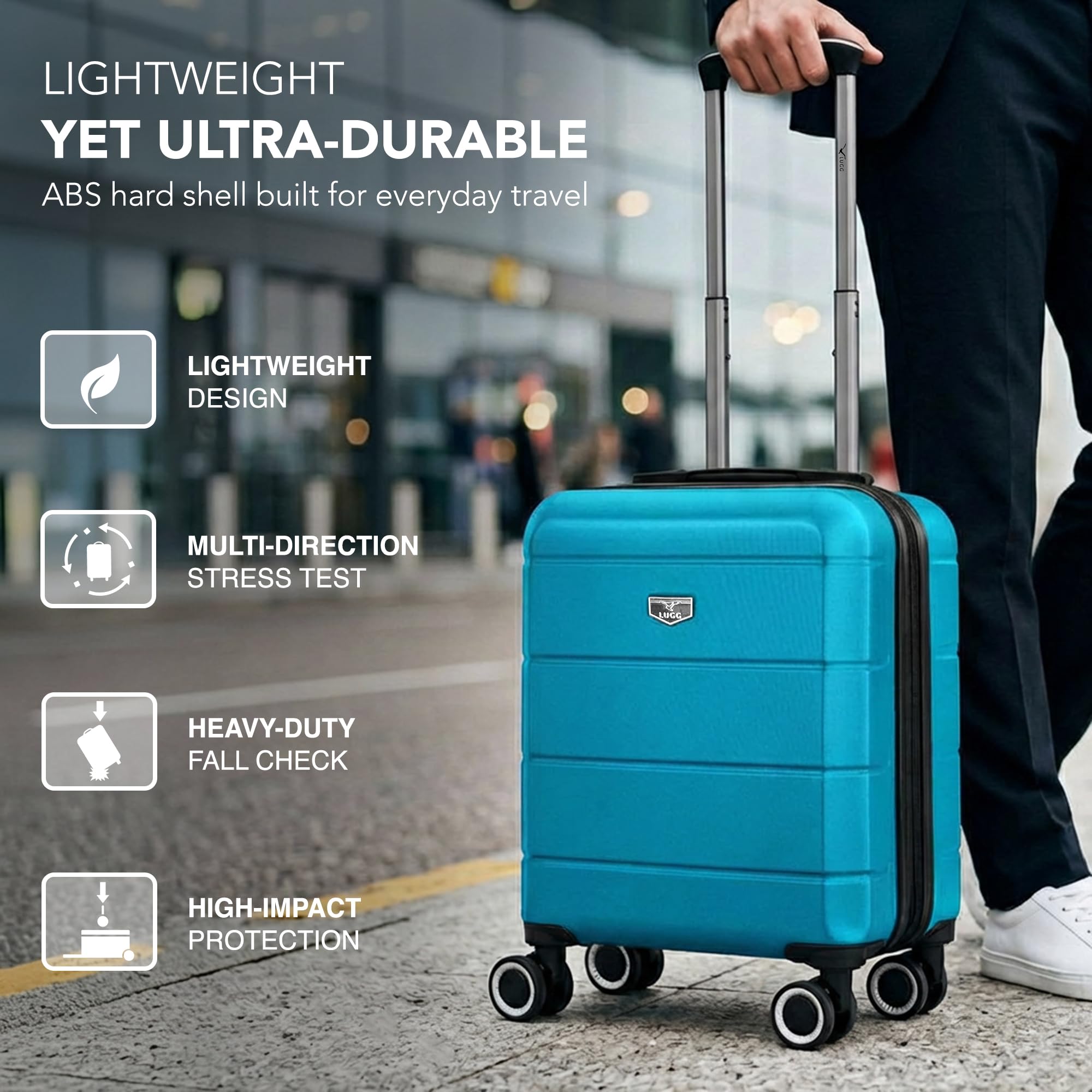 LUGG - Jetset 40cm Suitcase - 40x30x20cm- Ryanair Compatible - Underseat Size - Hard Shell ABS - Spinner & Removable Wheels - Lightweight Travel Luggage- Cream/Brown — view 38