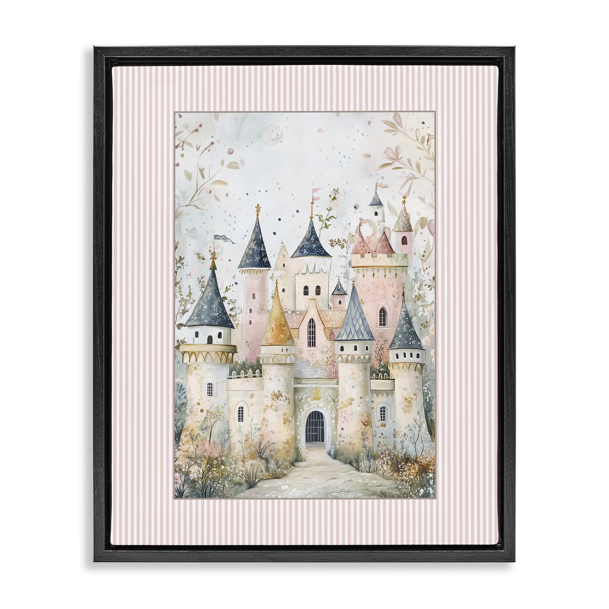 Stupell Industries 'Enchanted Dreams Castle', Floating Frame Canvas Art, Black, 25 x 31 Inches, Easy to Hang and Sturdy, Made in USA, by Christine Simpson Art