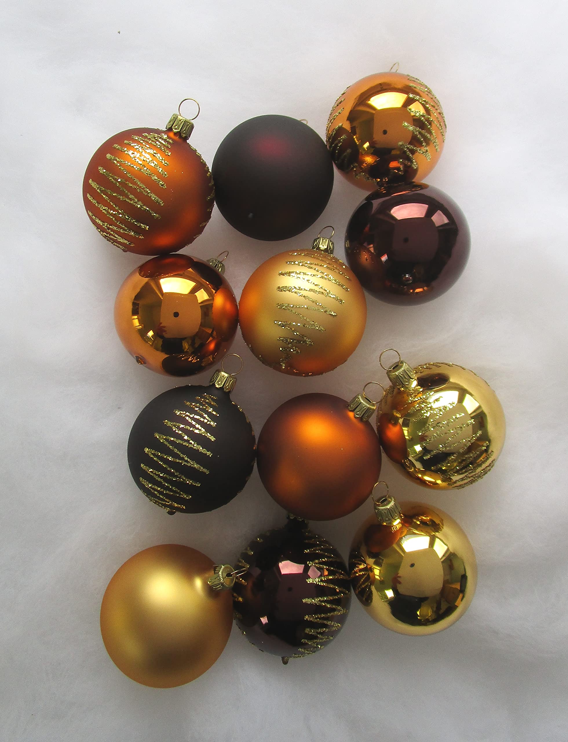 Thüringer Christbaumschmuck Exclusiv Gold braun Kupfer 6cm Handarbeit Germany 12er Set