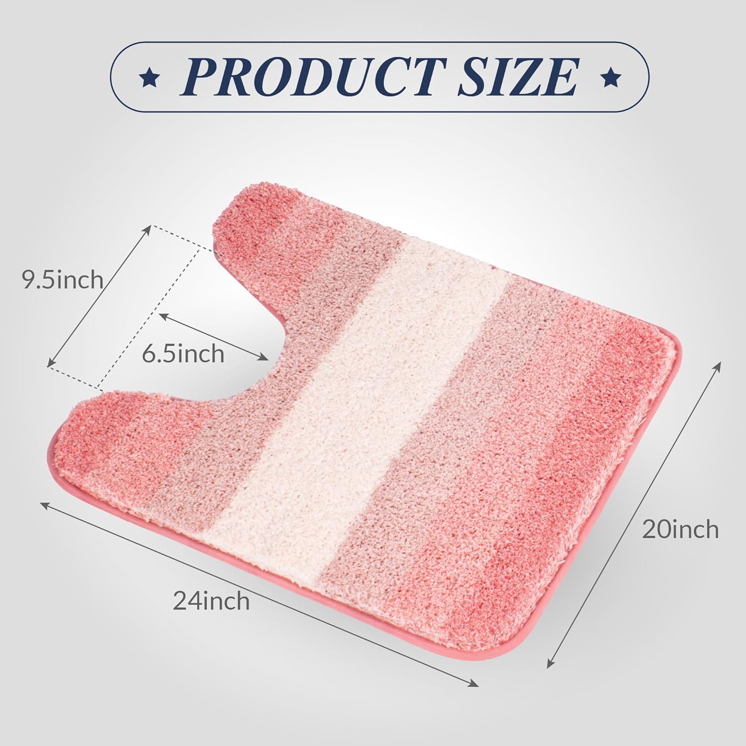 Walensee Bathroom Contour Rug (20 x 24, Ombre Pink) Bath Mat Non Slip Water Absorbent Soft Microfiber Shaggy Bathroom Rug Machine Washable Bath Mat U Shape Toilet Rug - Image 2