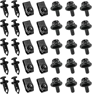 35Pcs Engine Under Cover Splash Shield Body Bolts Screws, Bumper Clips Extruded U-Nuts Kit Replacement for Nissan 350z 370z Infiniti G35 G37 EX35 FX35 FX45