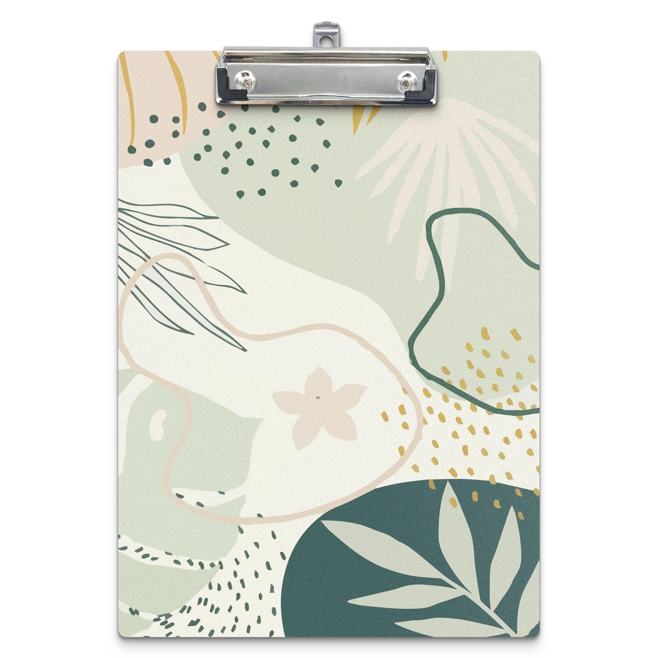 APJYM Boho Clipboards, Abstract Boho Sage Green Botanical Wooden Clip Boards for Office Classroom Teacher Student Nurse Doctor, Boho Office School Supplies, Standard A4 Letter Size 9x12.6 Inch