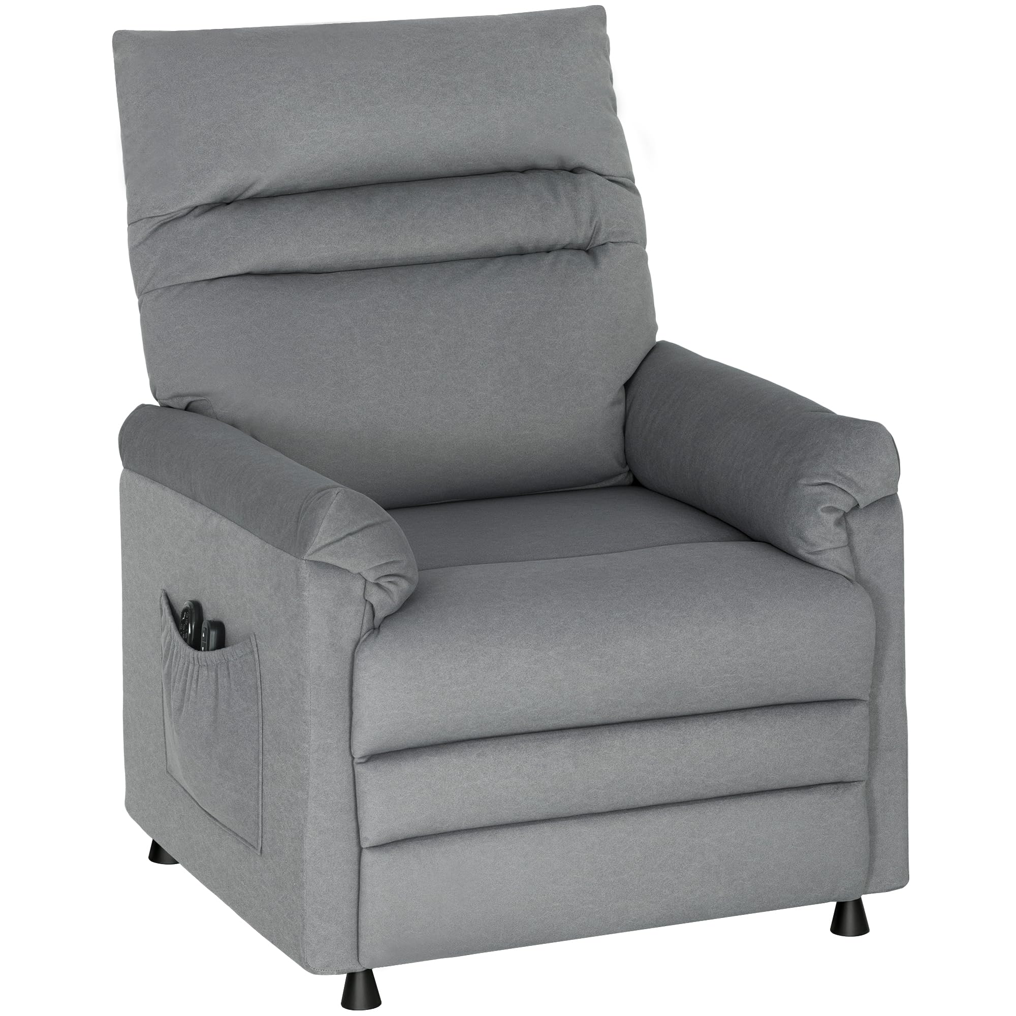 HOMCOM Sillón Relax Reclinable Eléctrico, con Calor Lumbar y Masaje Vibración, Sillón Masaje Relax, Motor Silencioso, Función de Memoria, Bolsillos, Control Remoto con USB, Tejido Pet-Friendly, Gris