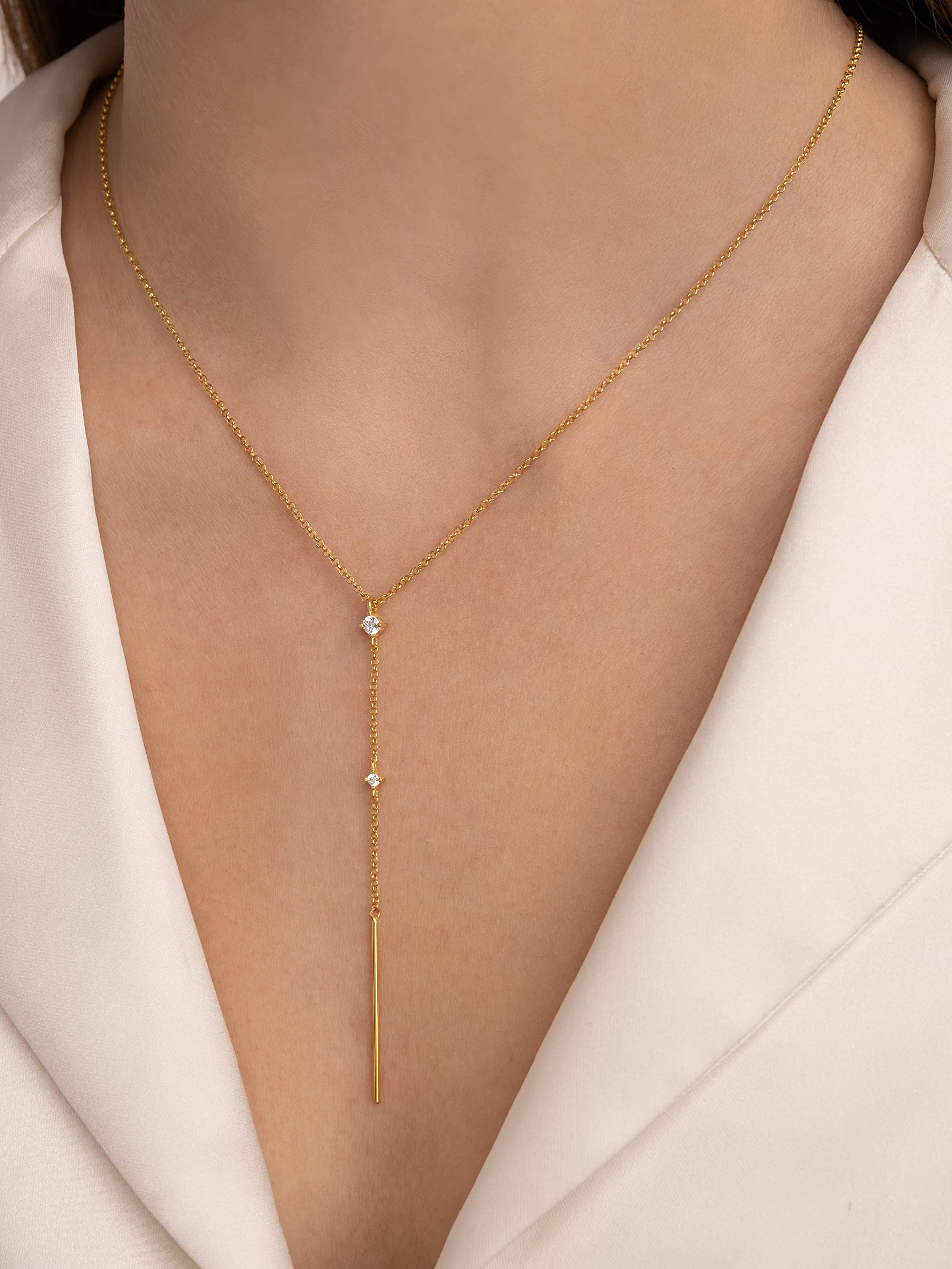 SINGULARU Collar Mujer Y Sparks Stick Plata Baño Oro