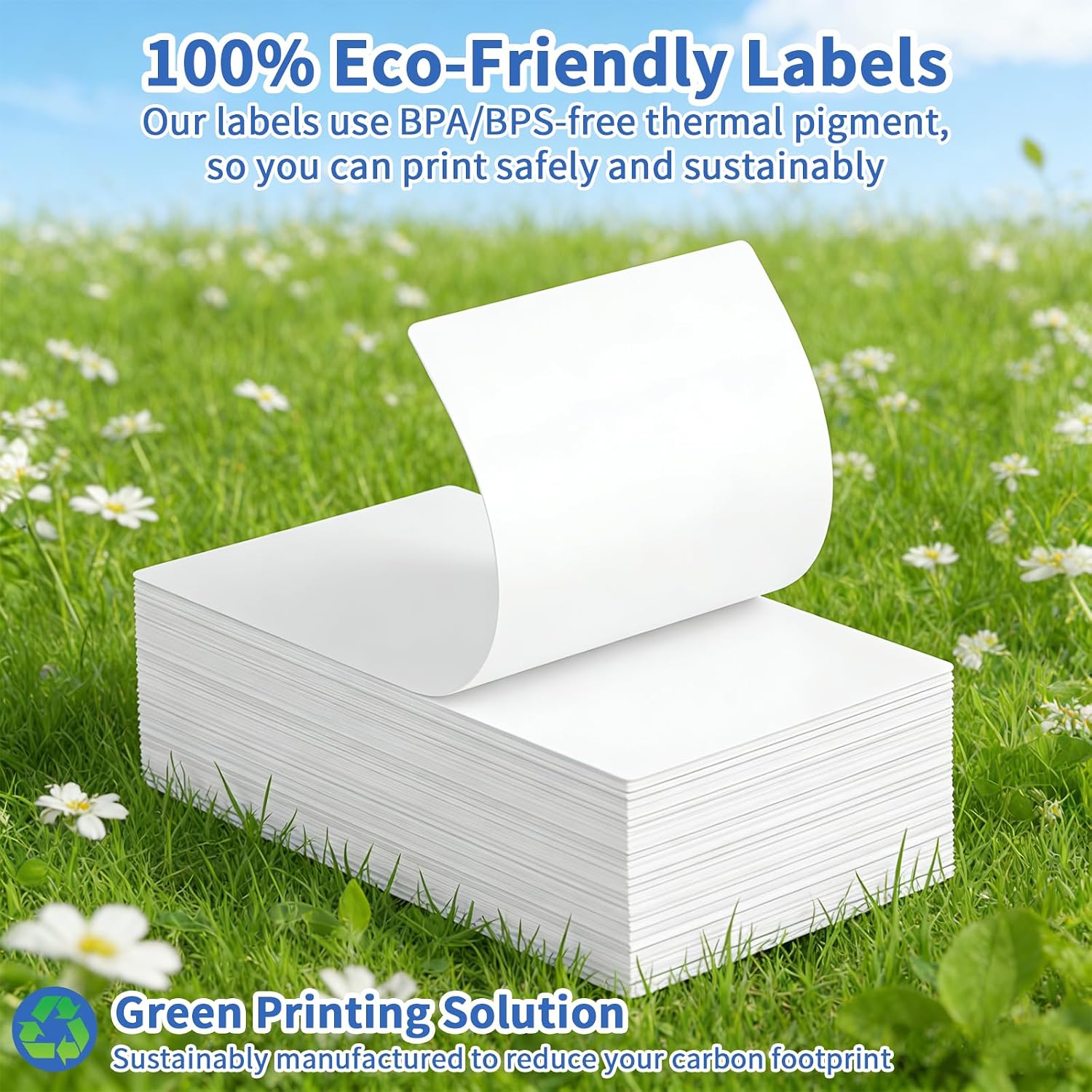 4x6 Direct Thermal Shipping Labels in 4Stacks(1000 Pages per Stacks)，4 x 6 Direct Thermal Labels with Perforations，Permanent Adhesive Fanfold Shipping Labels，Designed for Thermal Printer