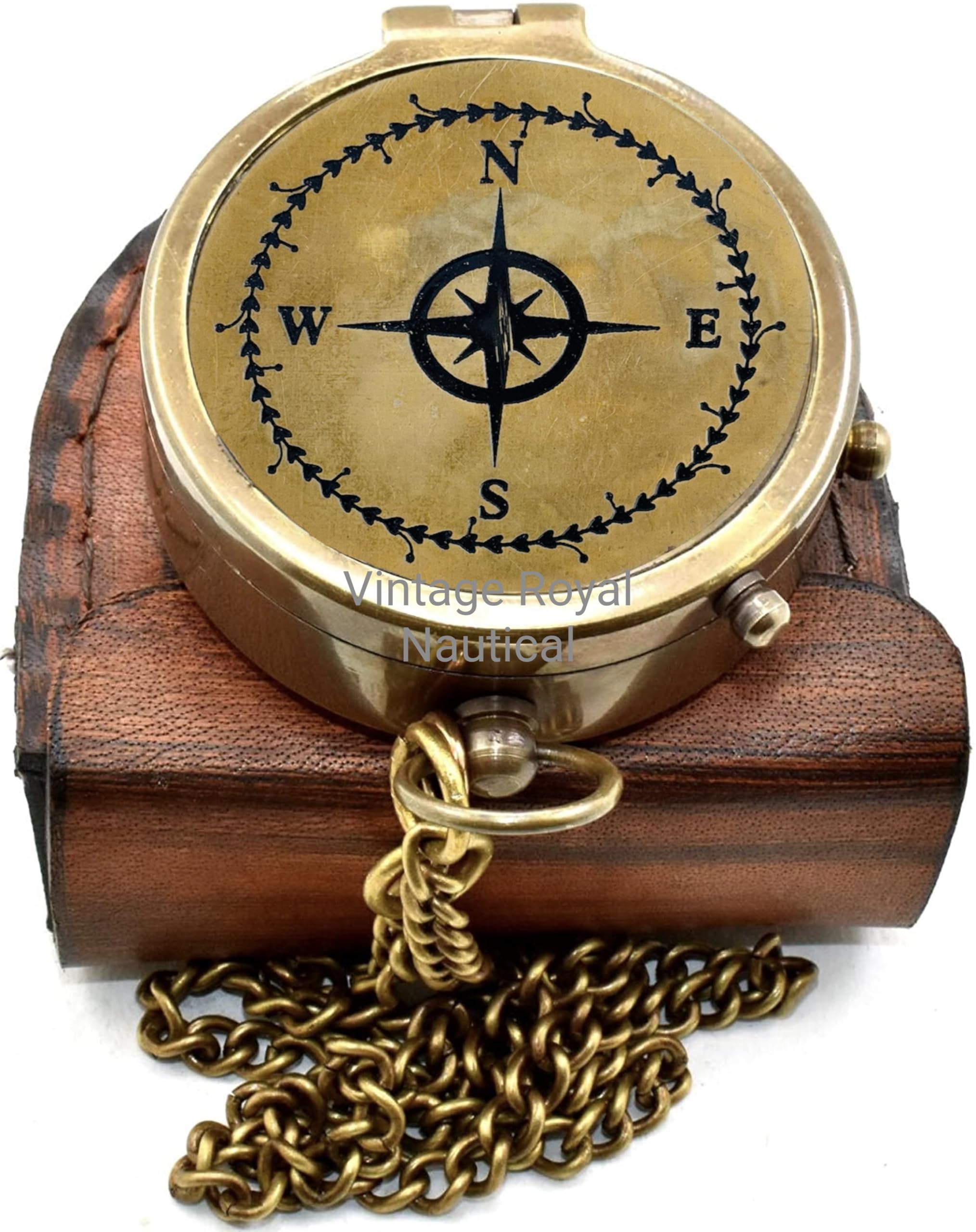 Nautical Star Design Best Easter Engraved Working Pocket Compass with Leather Case Directional Gift Guidance Gift Birthday Gift Graduation Day Gift Advanture Gift Christmas Day Gift
