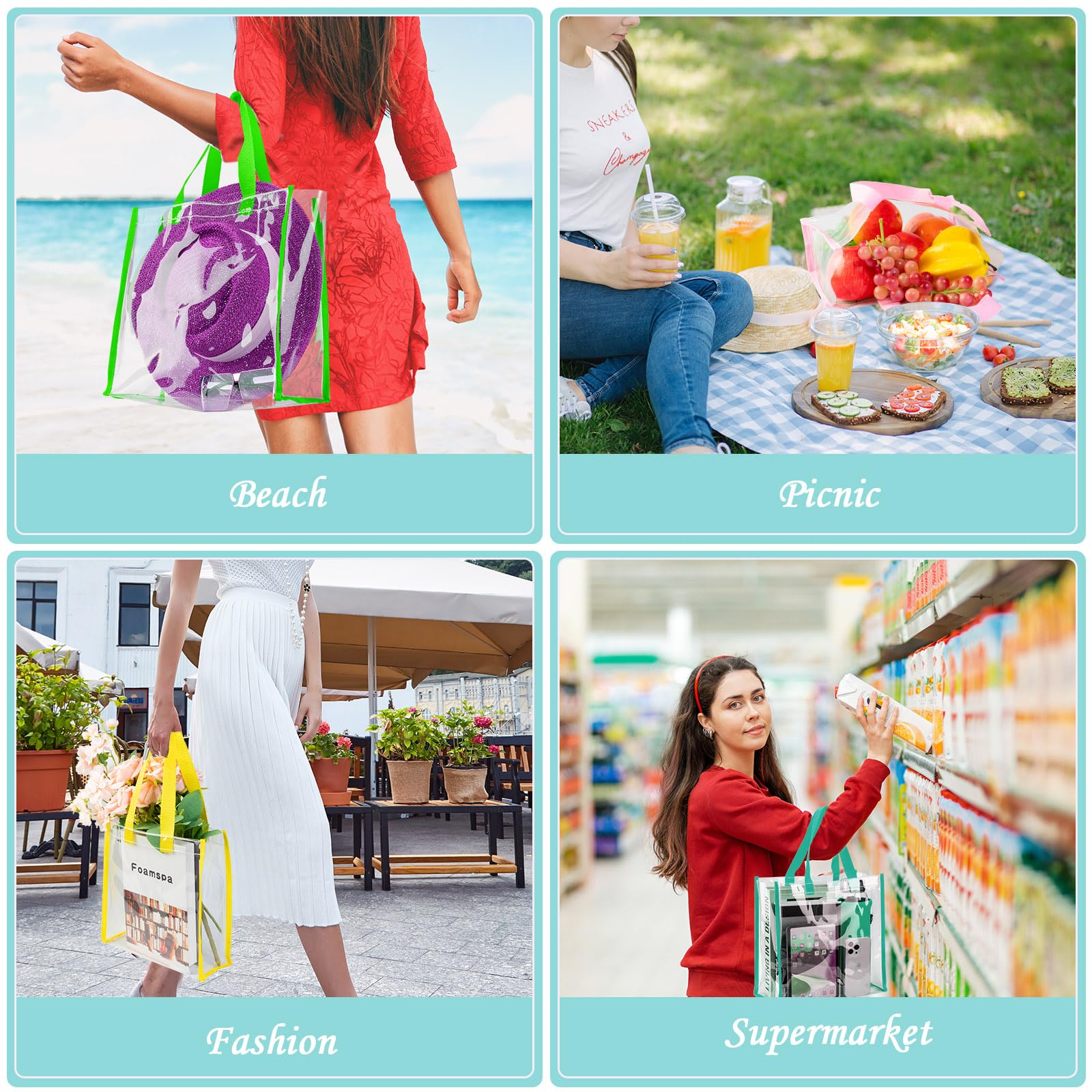 Tote Bag Trasparente In PVC Da Stadio – 30x30x15 Cm, Approvata Per Eventi, Concerti E Scuola, Con Tracolla Regolabile - 4