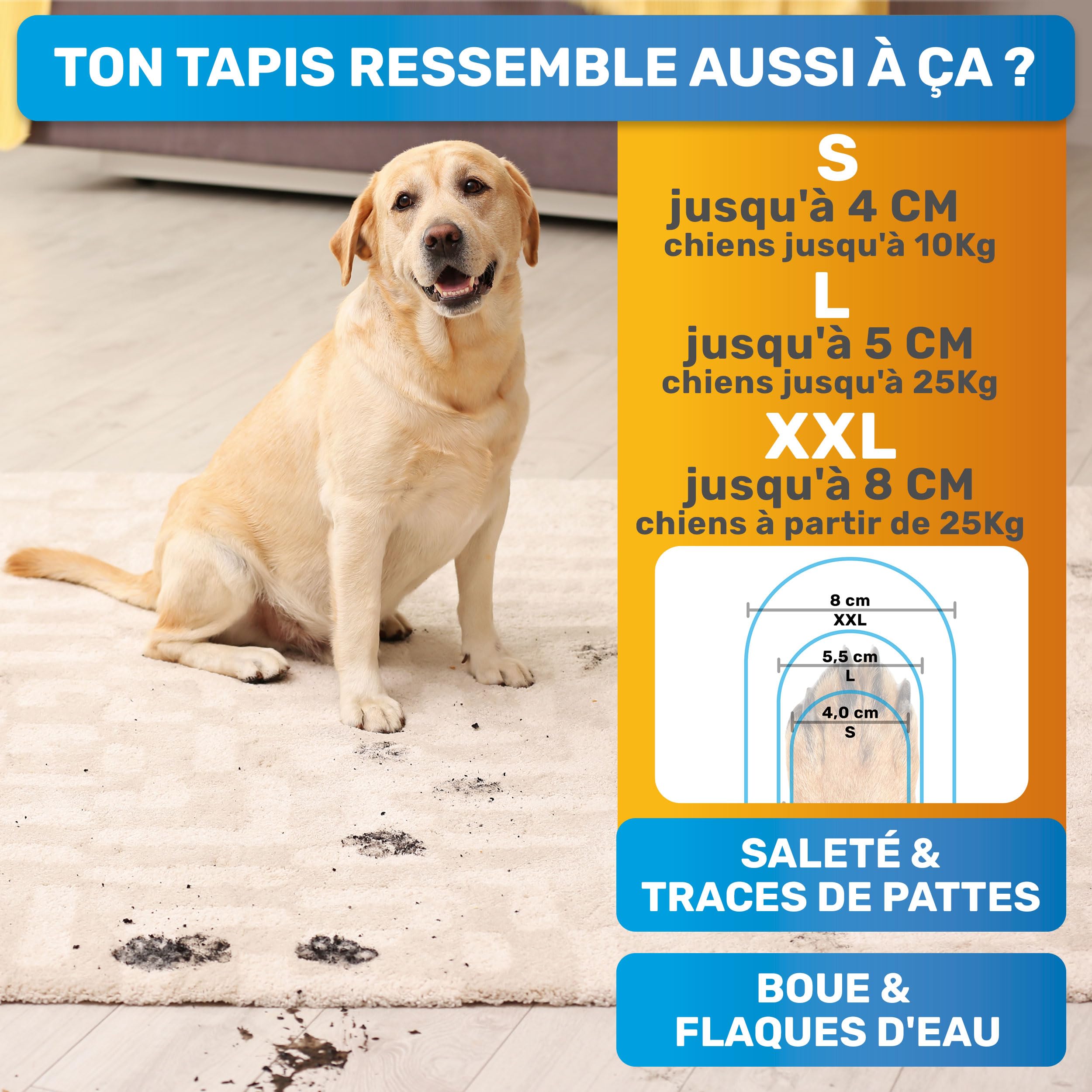 BluePet Nettoyeur Pattes pour Chien, Cure-Pattes Chiens, Lave Patte du Animal, Enlève la Saleté & la Crasse, Nettoyage en Douceur (L (10-25 kg))