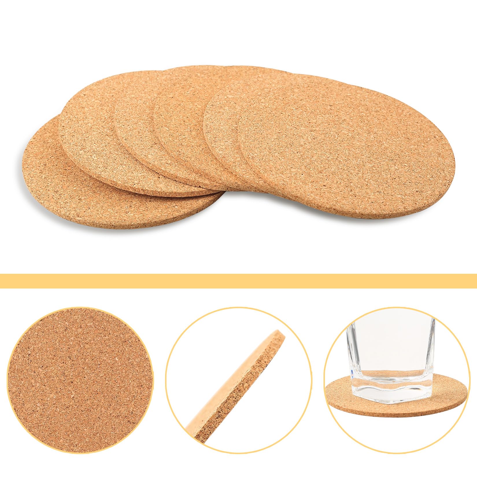 Posavasos Corcho Redondos 10cm Resistentes al Calor para Tazas Vasos Café Cócteles Bar
