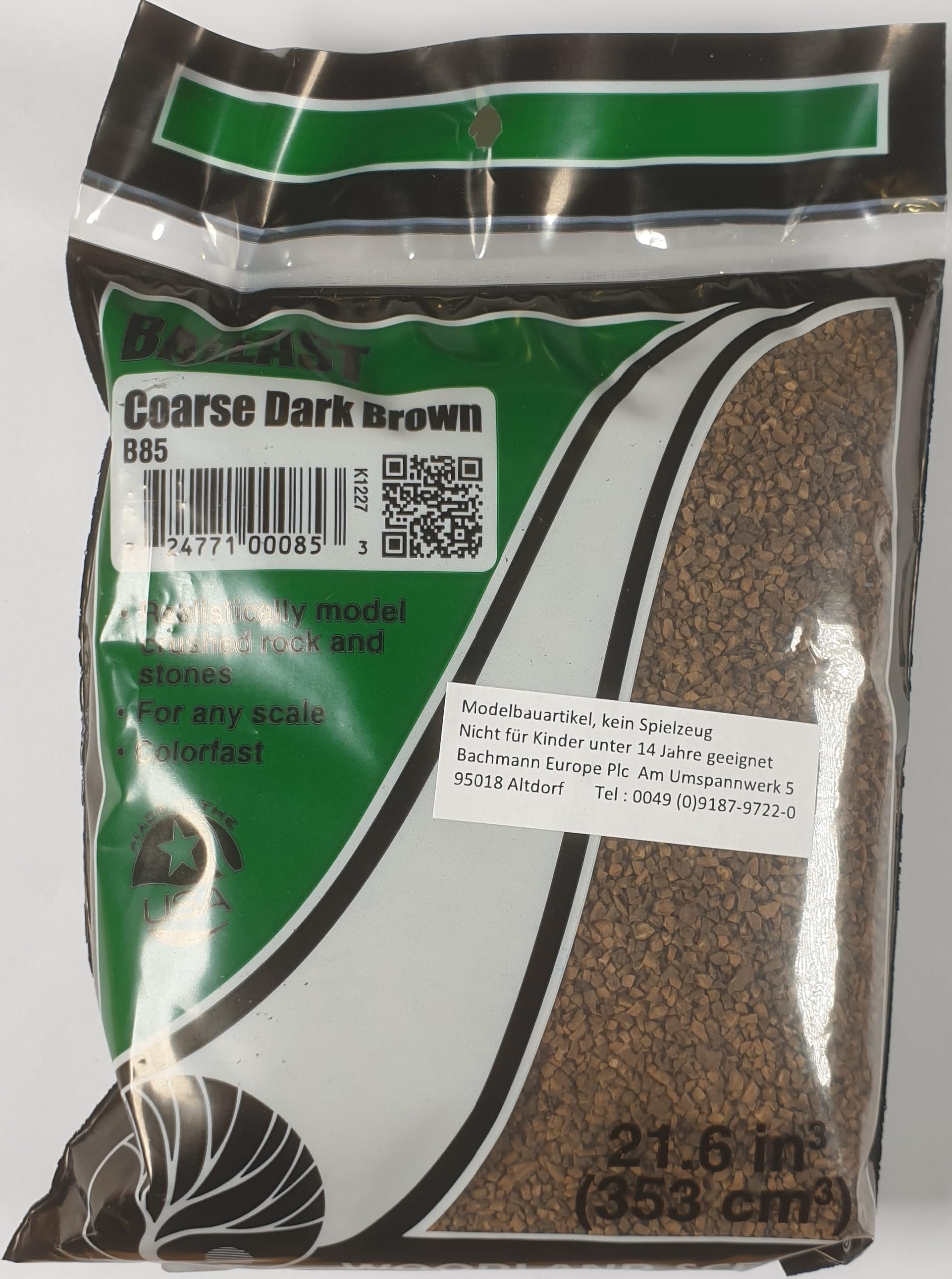 Woodland Scenics WSB85 Ladegut Ladung Steine Schotter Gestein dunkelbraun Ballast Coarse Dark Brown ca. 240g B85