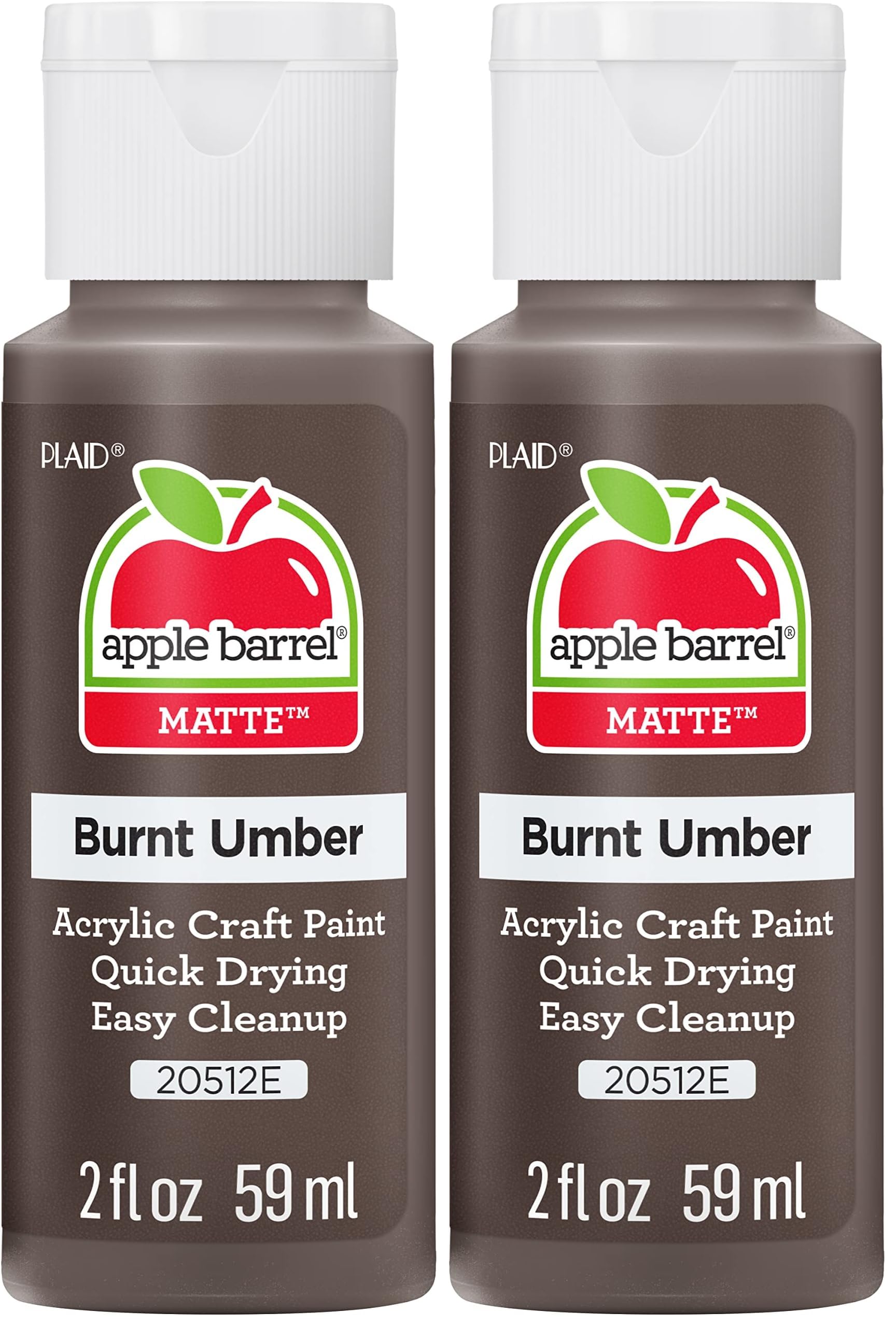 Apple Barrel Acrylic Paint in Assorted Colors (2 oz), 20512, Burnt Umber (Pack of 2)