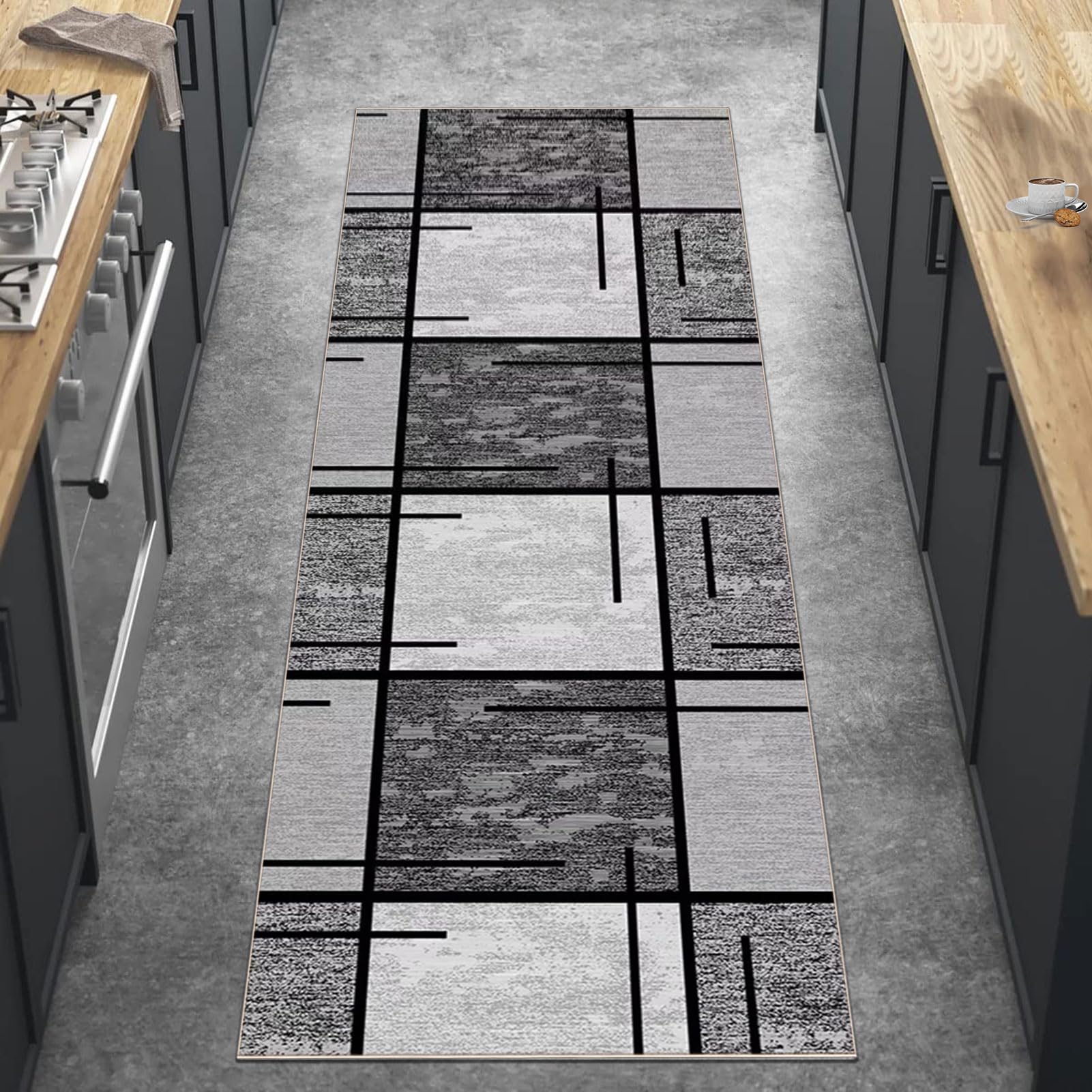 Alfombras de Pasillo Alfombra Cocina 60 x 180 cm Alfombra Pasillo Larga Tapete de Cocina Antideslizante Lavable Cocina Felpudo Entrada Casa Alfombra Corredor para Puerta Cocina Pasillo