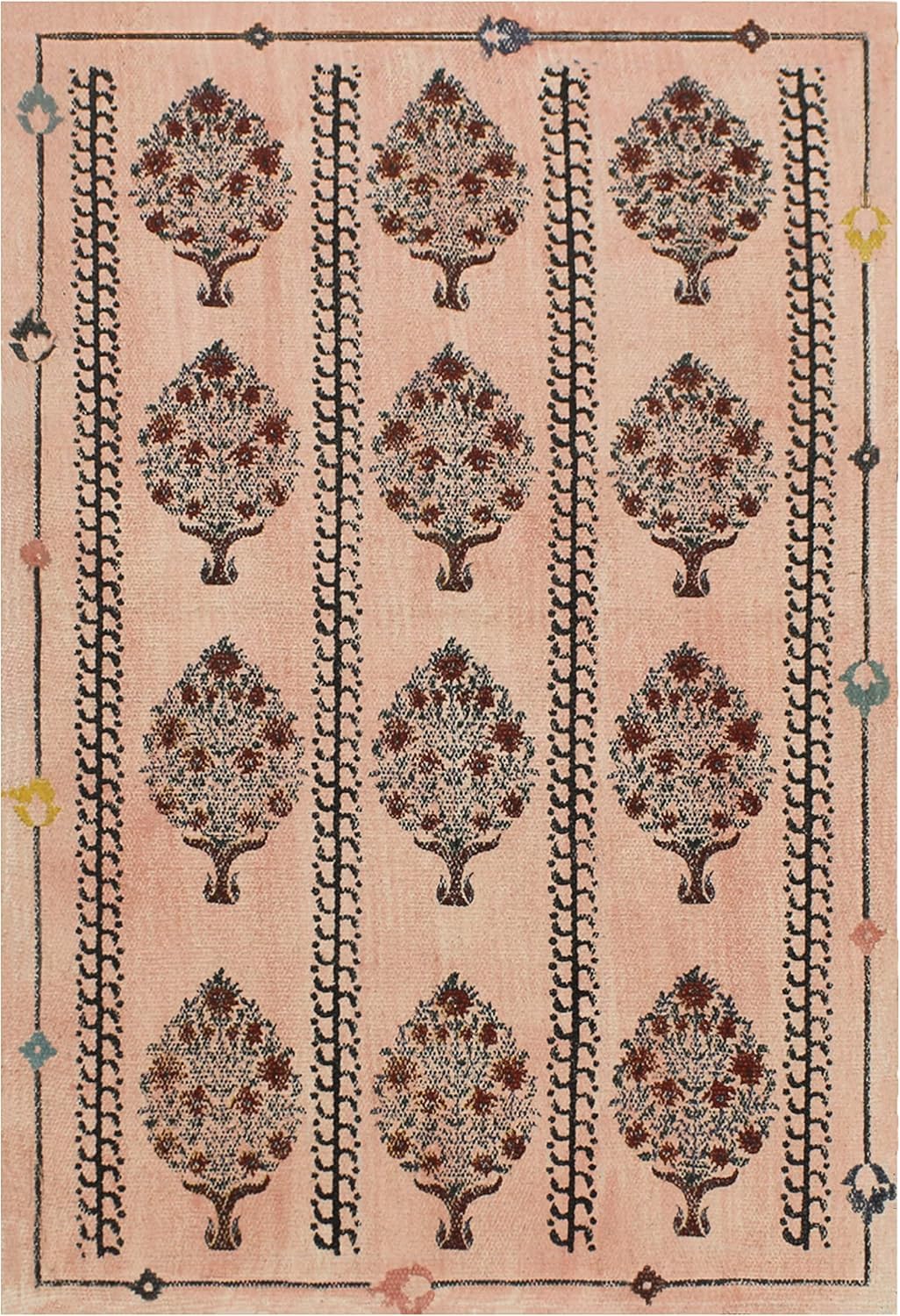 Tapis Kilim en coton pour salon et chambre beige chaleureux et lavable