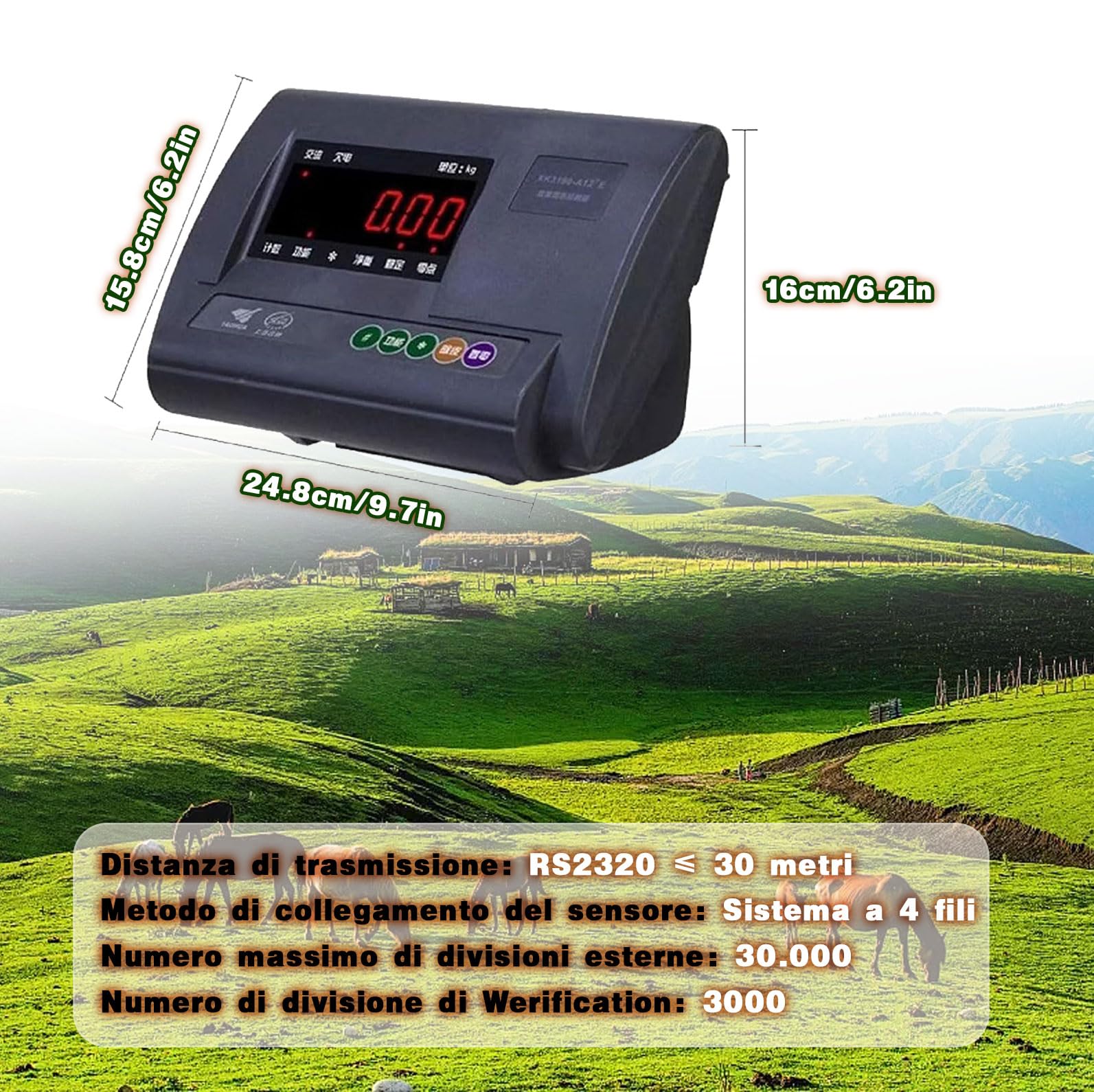 Kit Bilancia per Bestiame, Piattaforma di Celle di carico per Bilancia Elettronica per Pallet per Animali, indicatore di pesatura con Display LCD retroilluminato ad Alta precisione